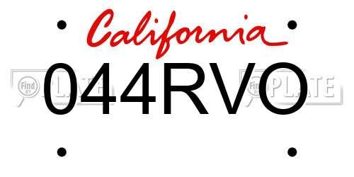 044RVO California License Plate