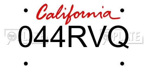 044RVQ California License Plate
