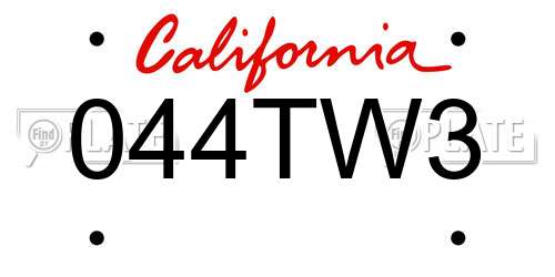 044TW3 California License Plate
