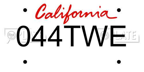 044TWE California License Plate