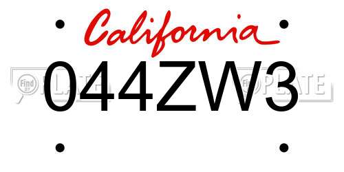 044ZW3 California License Plate