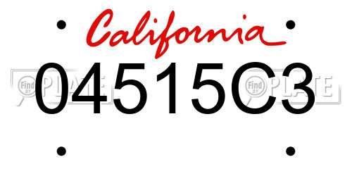 04515C3 California License Plate
