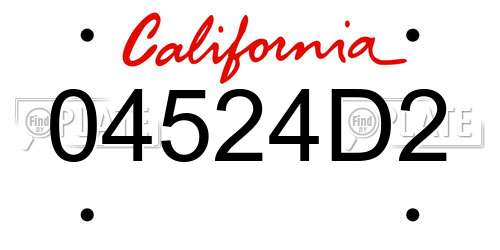 04524D2 California License Plate
