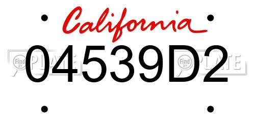 04539D2 California License Plate
