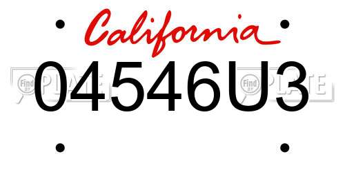 04546U3 California License Plate