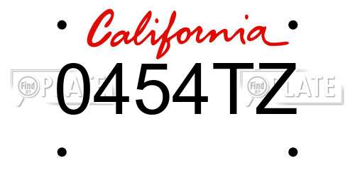 0454TZ California License Plate
