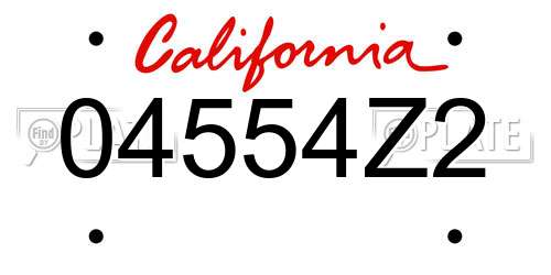 04554Z2 California License Plate