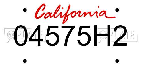 04575H2 California License Plate