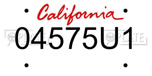 04575U1 California License Plate