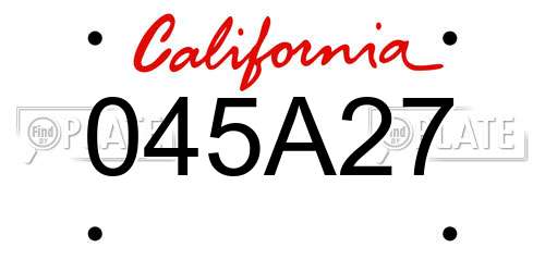 045A27 California License Plate