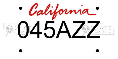 045AZZ California License Plate