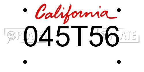 045T56 California License Plate