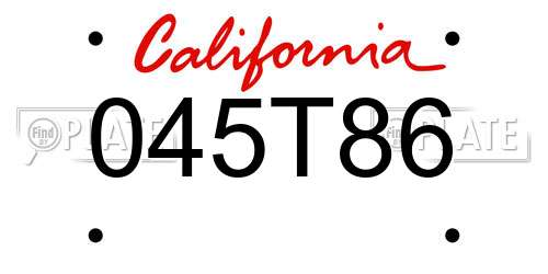 045T86 California License Plate