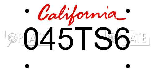 045TS6 California License Plate