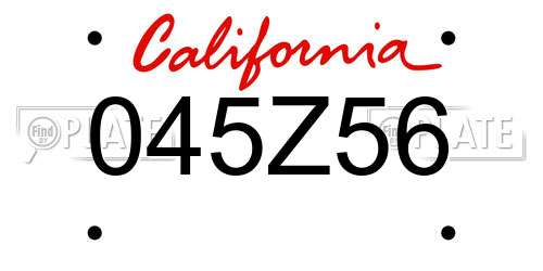 045Z56 California License Plate