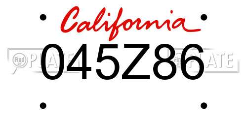 045Z86 California License Plate