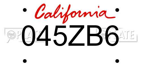 045ZB6 California License Plate