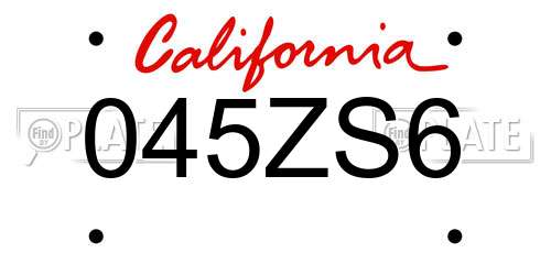 045ZS6 California License Plate
