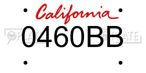 0460BB California License Plate