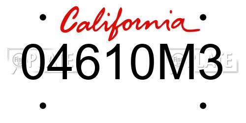 04610M3 California License Plate