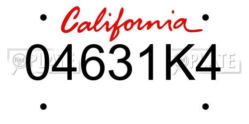 04631K4 California License Plate