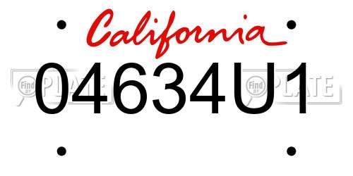 04634U1 California License Plate