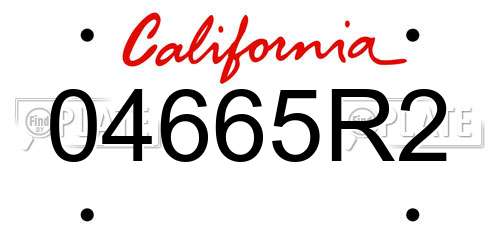 04665R2 California License Plate