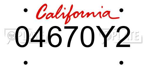 04670Y2 California License Plate