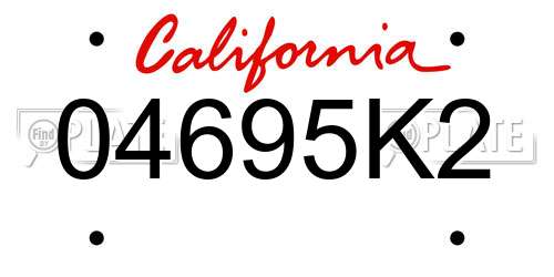 04695K2 California License Plate