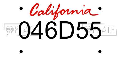 046D55 California License Plate