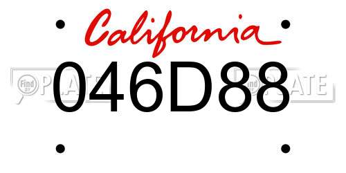 046D88 California License Plate