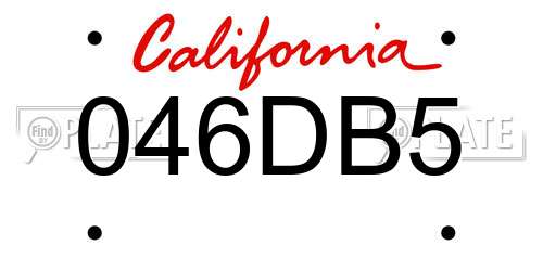 046DB5 California License Plate