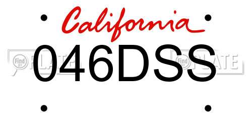 046DSS California License Plate