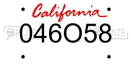 046O58 California License Plate