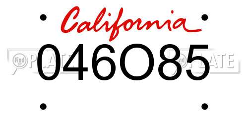 046O85 California License Plate