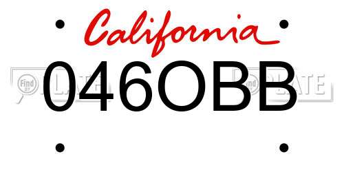 046OBB California License Plate