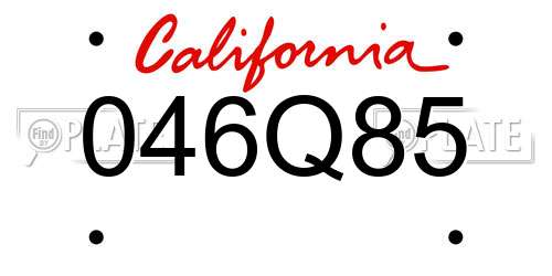 046Q85 California License Plate