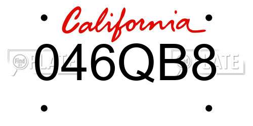 046QB8 California License Plate