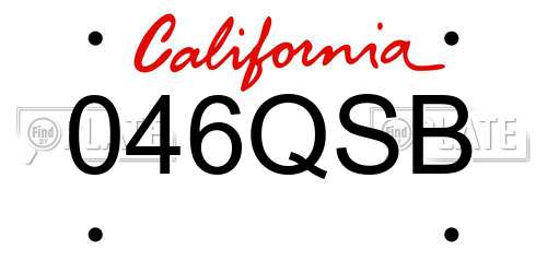 046QSB California License Plate