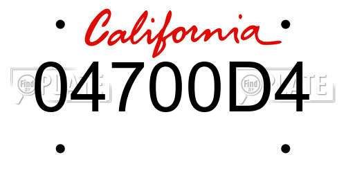 04700D4 California License Plate