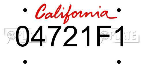 04721F1 California License Plate