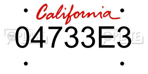 04733E3 California License Plate