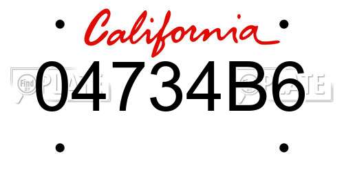 04734B6 California License Plate