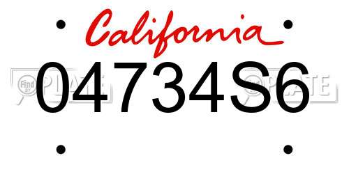 04734S6 California License Plate
