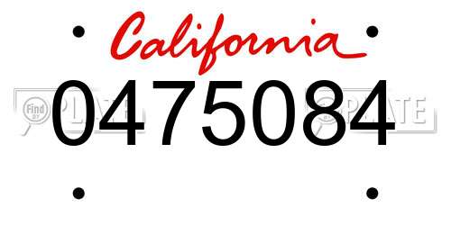 0475084 California License Plate