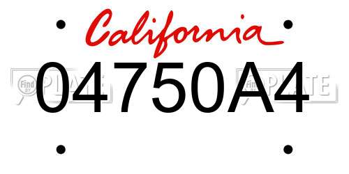 04750A4 California License Plate