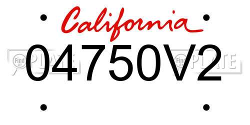 04750V2 California License Plate