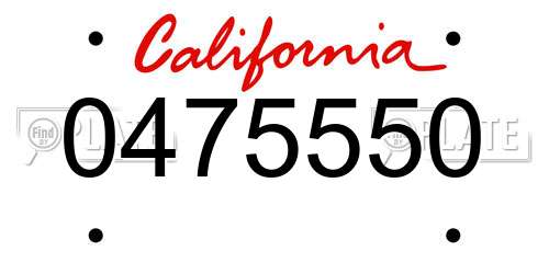 0475550 California License Plate