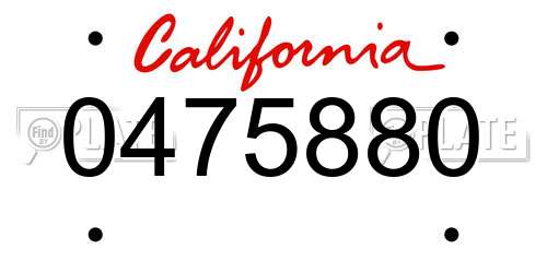 0475880 California License Plate