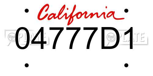 04777D1 California License Plate